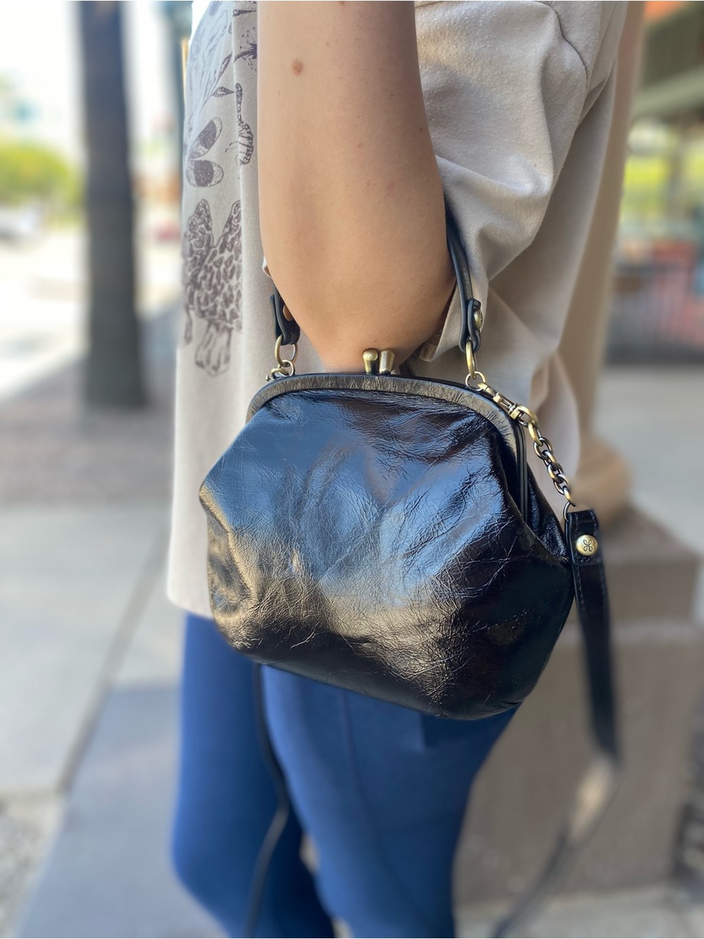 Hobo - Alba Frame Crossbody in Pebbled Leather Black (NEW W/ TAGS)